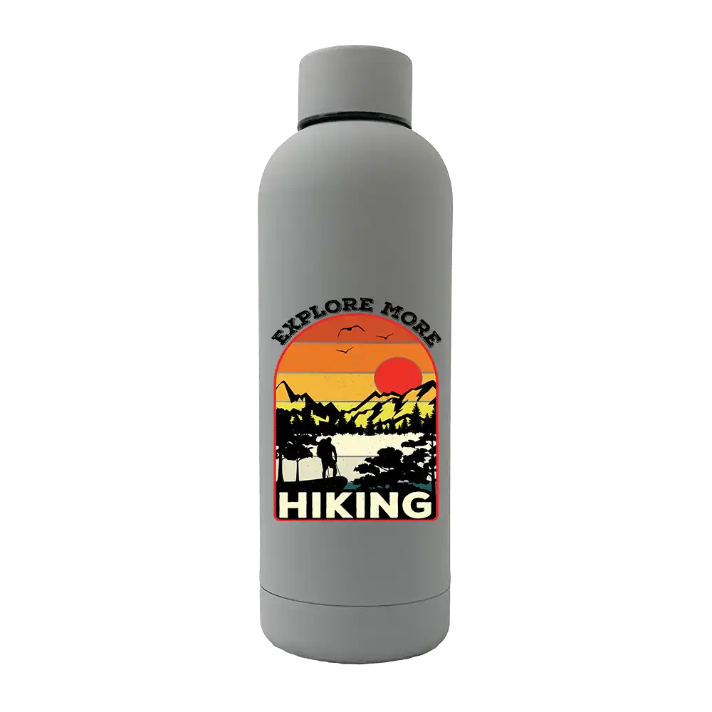 Explore More Hiking 17oz Stainless Rubberized Water Bottle