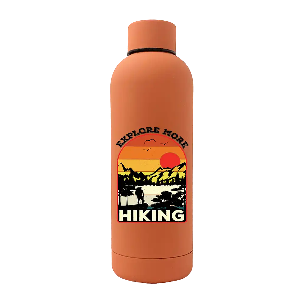 Explore More Hiking 17oz Stainless Rubberized Water Bottle