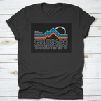 Retro Colors, Line Style Mountain Illustration, Vector Graphic For T