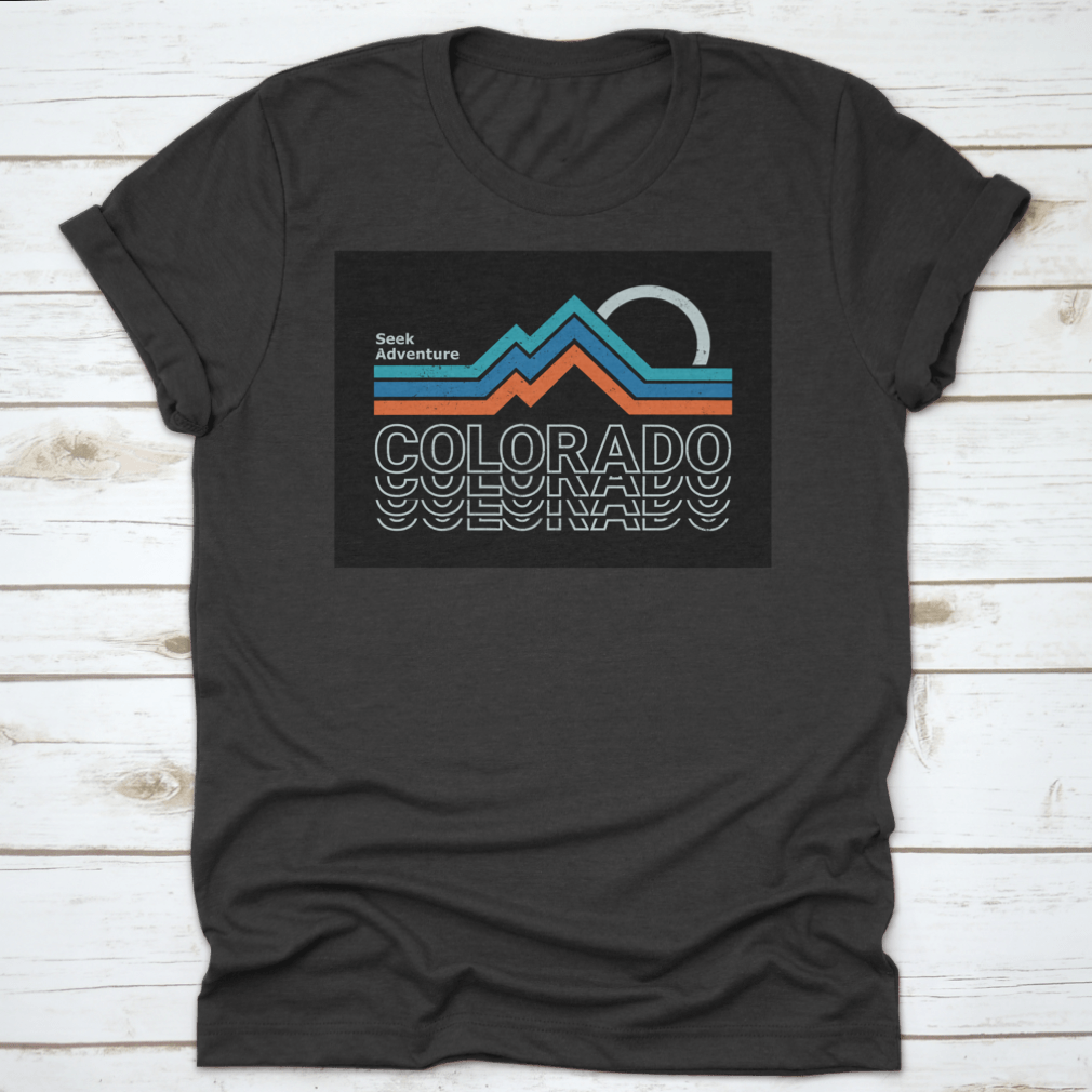 Retro Colors, Line Style Mountain Illustration, Vector Graphic For T