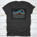 Retro Colors, Line Style Mountain Illustration, Vector Graphic For T