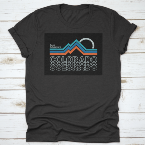 Retro Colors, Line Style Mountain Illustration, Vector Graphic For T