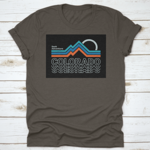 Retro Colors, Line Style Mountain Illustration, Vector Graphic For T