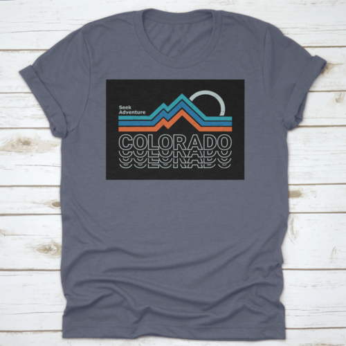 Retro Colors, Line Style Mountain Illustration, Vector Graphic For T