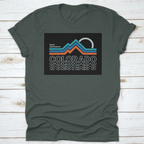 Retro Colors, Line Style Mountain Illustration, Vector Graphic For T
