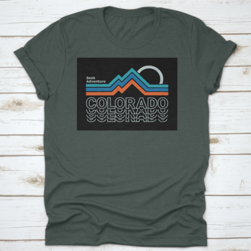 Retro Colors, Line Style Mountain Illustration, Vector Graphic For T