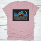 Retro Colors, Line Style Mountain Illustration, Vector Graphic For T