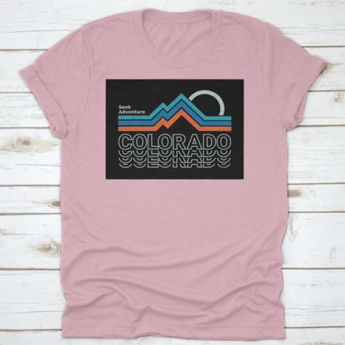Retro Colors, Line Style Mountain Illustration, Vector Graphic For T