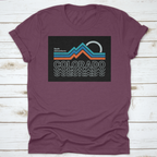 Retro Colors, Line Style Mountain Illustration, Vector Graphic For T