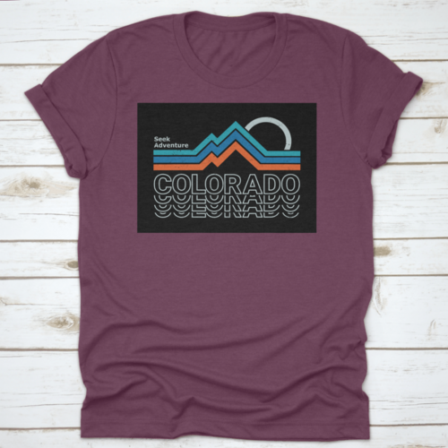 Retro Colors, Line Style Mountain Illustration, Vector Graphic For T