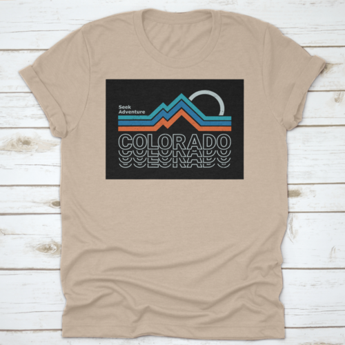 Retro Colors, Line Style Mountain Illustration, Vector Graphic For T