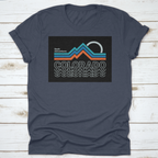 Retro Colors, Line Style Mountain Illustration, Vector Graphic For T