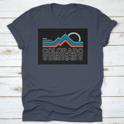 Retro Colors, Line Style Mountain Illustration, Vector Graphic For T