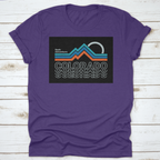 Retro Colors, Line Style Mountain Illustration, Vector Graphic For T
