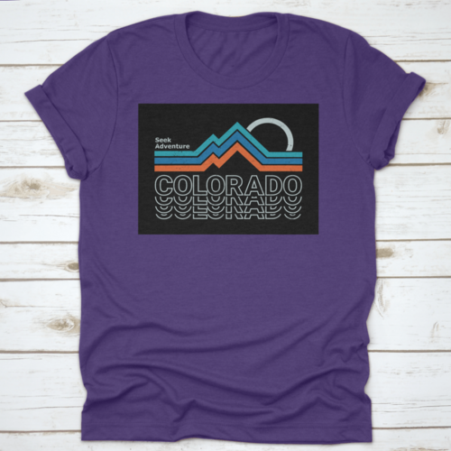 Retro Colors, Line Style Mountain Illustration, Vector Graphic For T