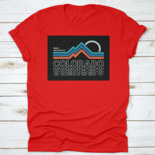 Retro Colors, Line Style Mountain Illustration, Vector Graphic For T