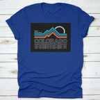 Retro Colors, Line Style Mountain Illustration, Vector Graphic For T