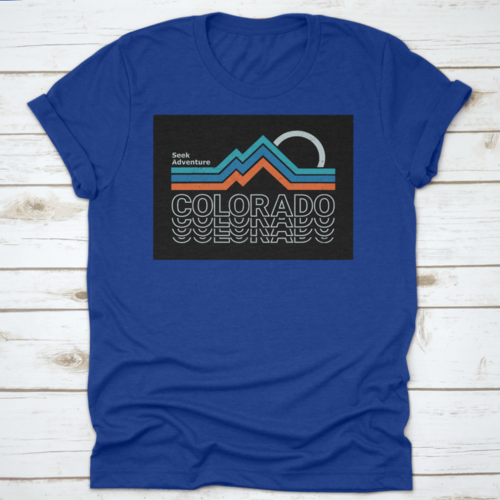 Retro Colors, Line Style Mountain Illustration, Vector Graphic For T