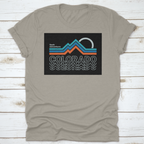 Retro Colors, Line Style Mountain Illustration, Vector Graphic For T