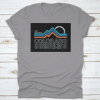 Retro Colors, Line Style Mountain Illustration, Vector Graphic For T