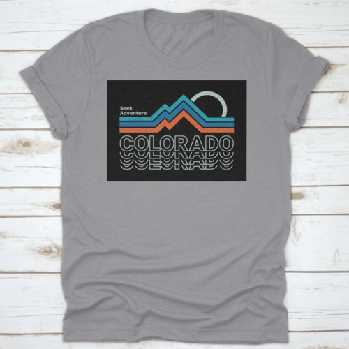 Retro Colors, Line Style Mountain Illustration, Vector Graphic For T